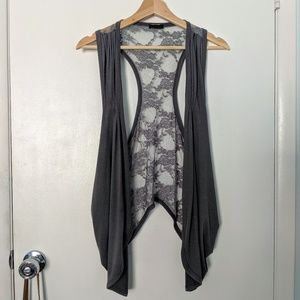 Gray lace swingy vest